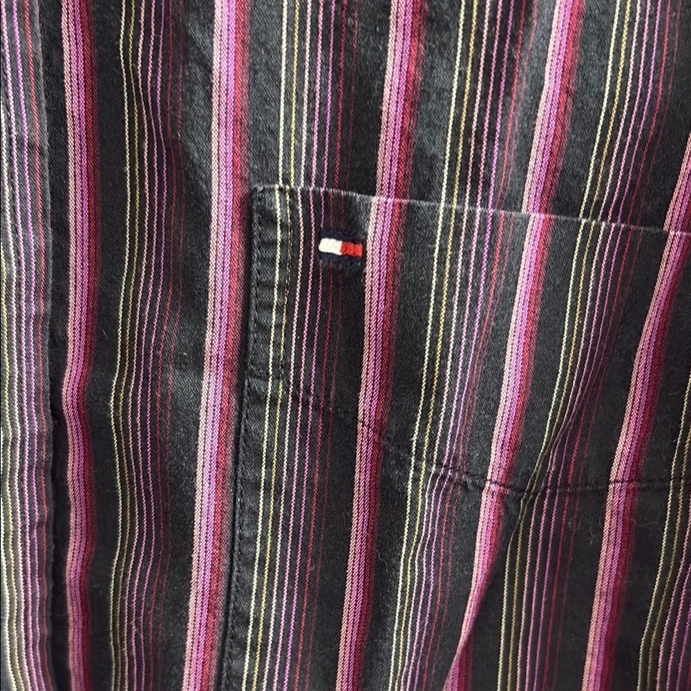 Tommy Hilfiger Black and Pink Casual Button Down Shirt - Picture 3 of 4